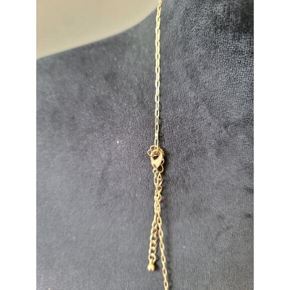 Women's Gold Chain Necklace With White Stone Fringe Pendant And Lobster Clasp - Picture 6 of 6